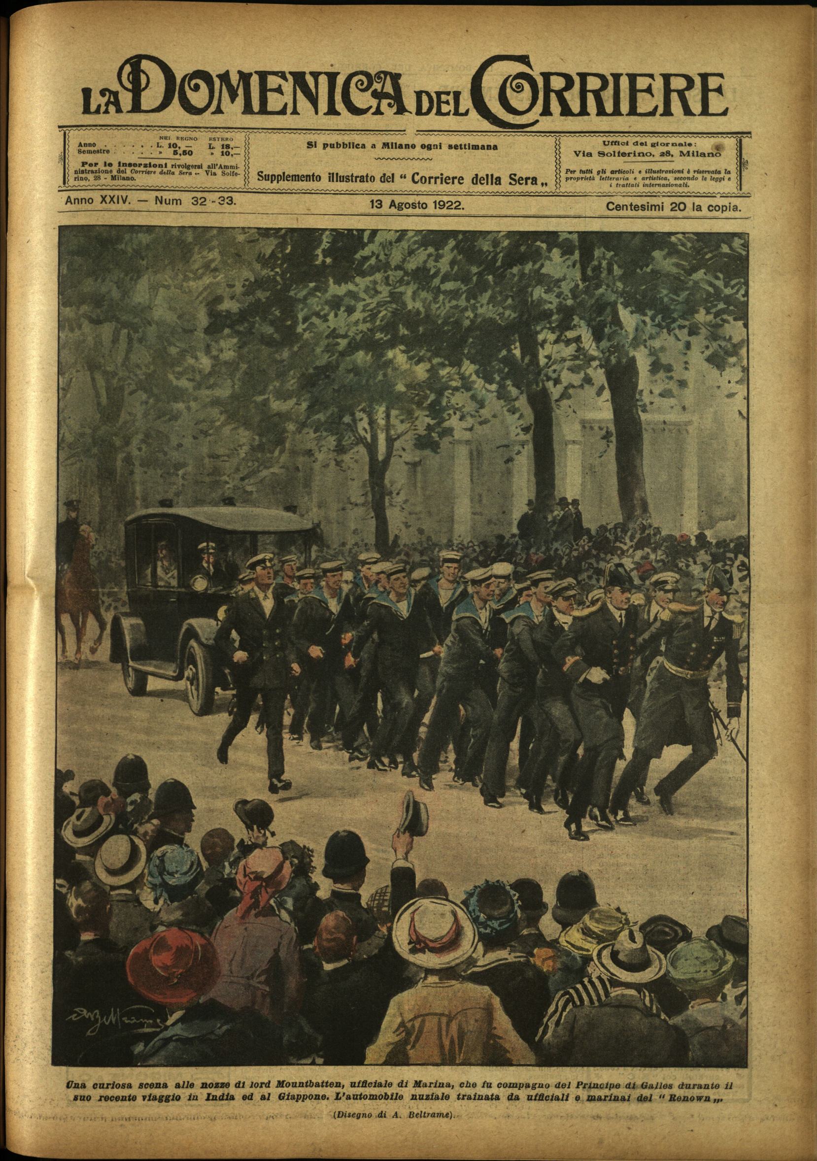 LA DOMENICA DEL CORRIERE. 13 agosto 1922. Anno XXIV - …
