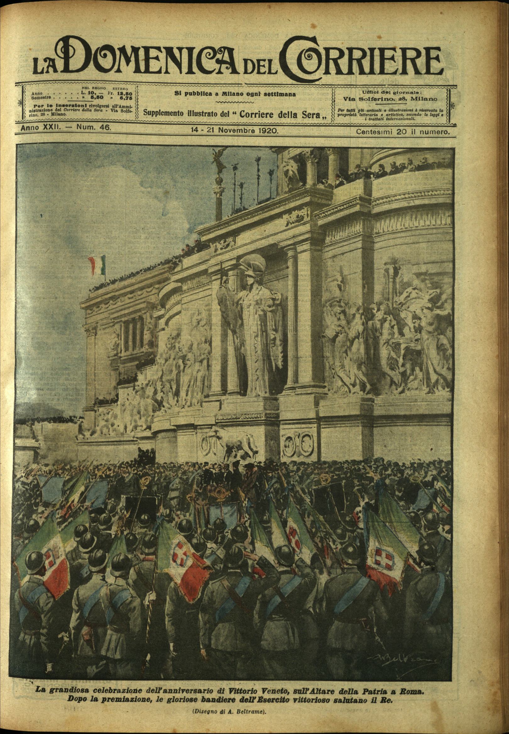 LA DOMENICA DEL CORRIERE. 14 - 21 novembre 1920. Anno …