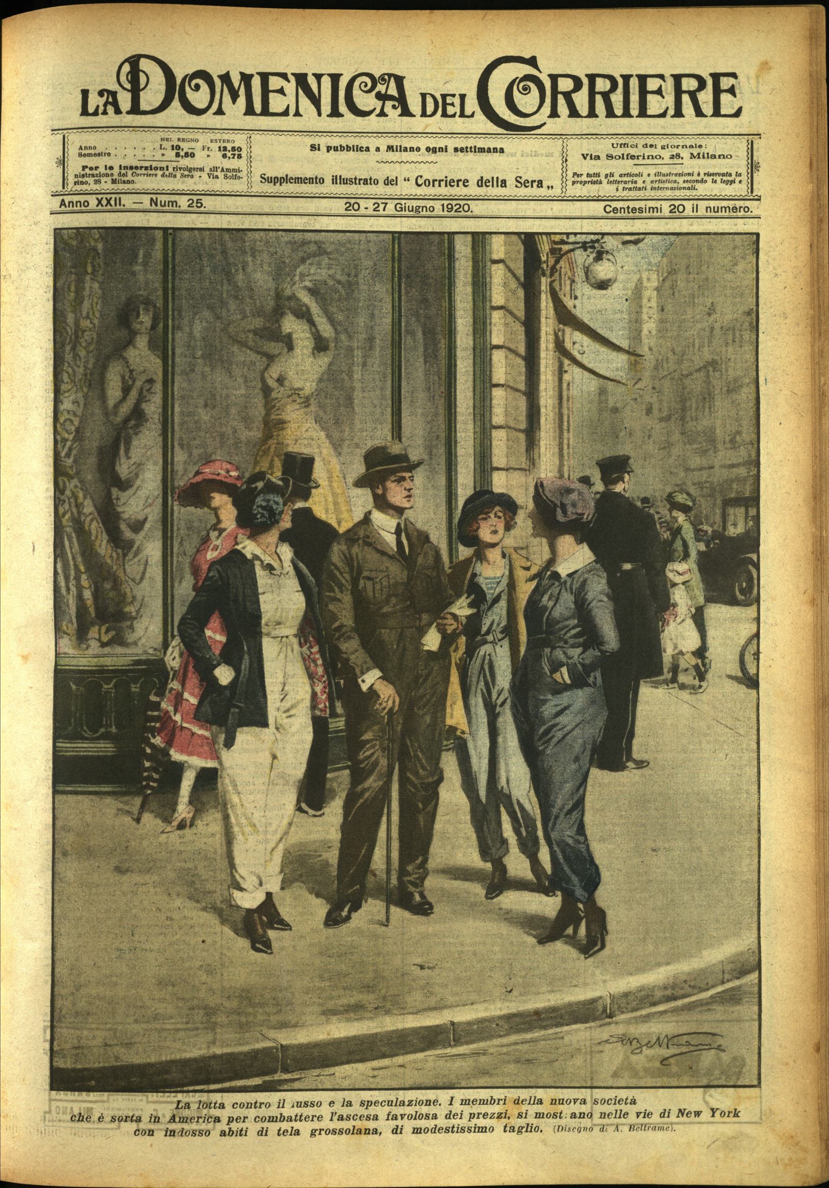 LA DOMENICA DEL CORRIERE. 20 - 27 giugno 1920. Anno …
