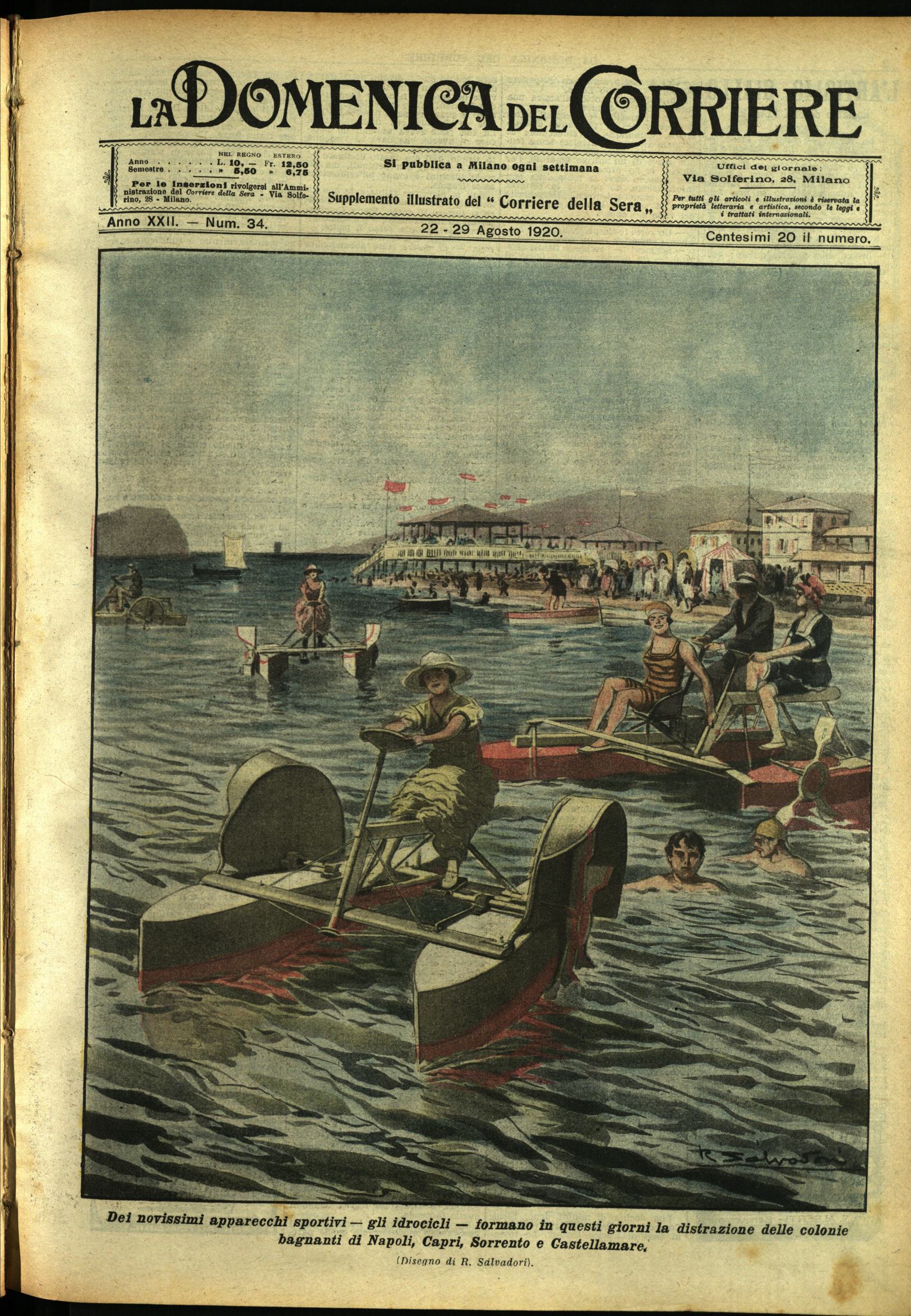 LA DOMENICA DEL CORRIERE. 22 - 29 agosto 1920. Anno …