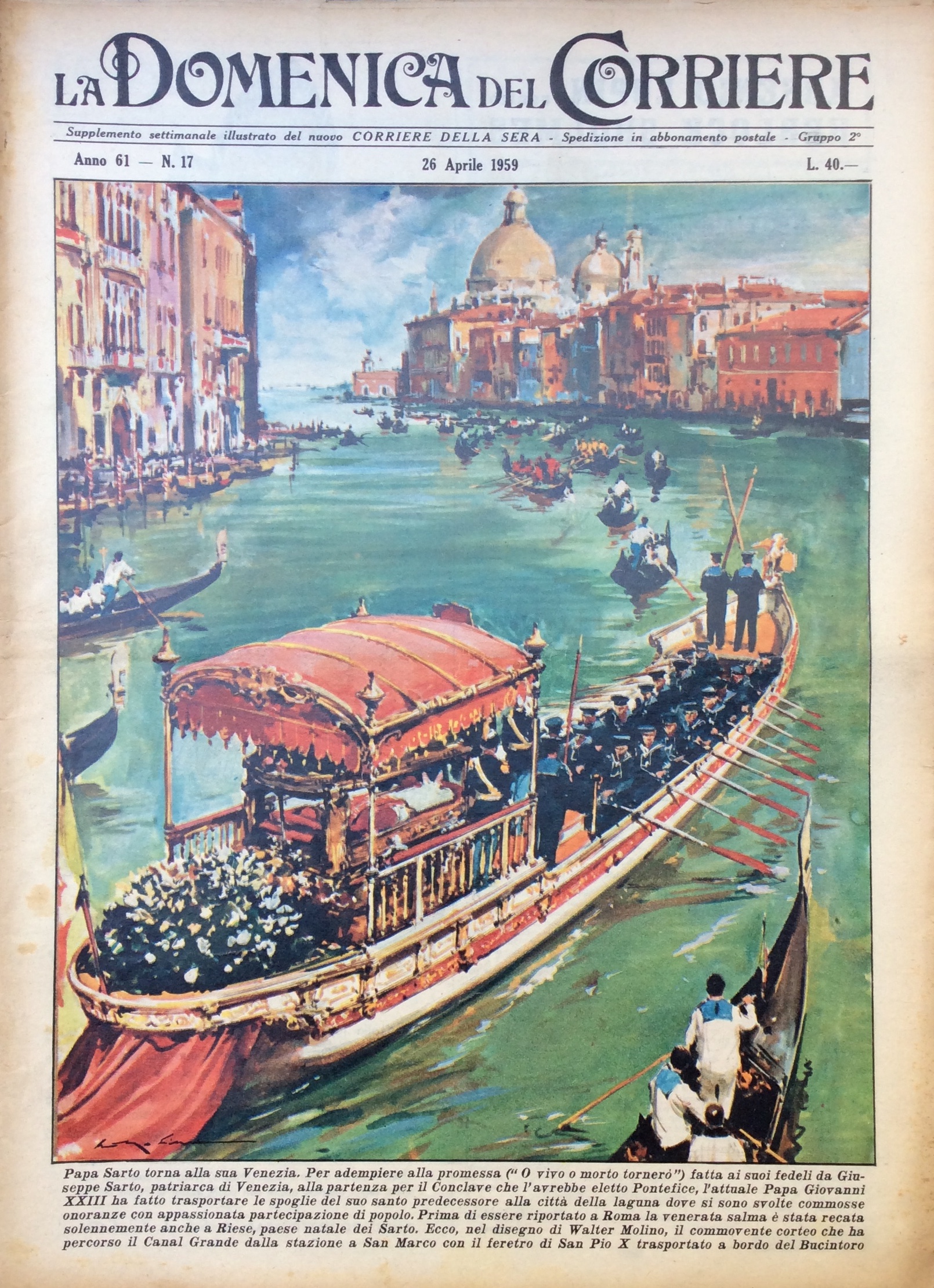LA DOMENICA DEL CORRIERE. 3 Maggio 1959. Anno 61 - …
