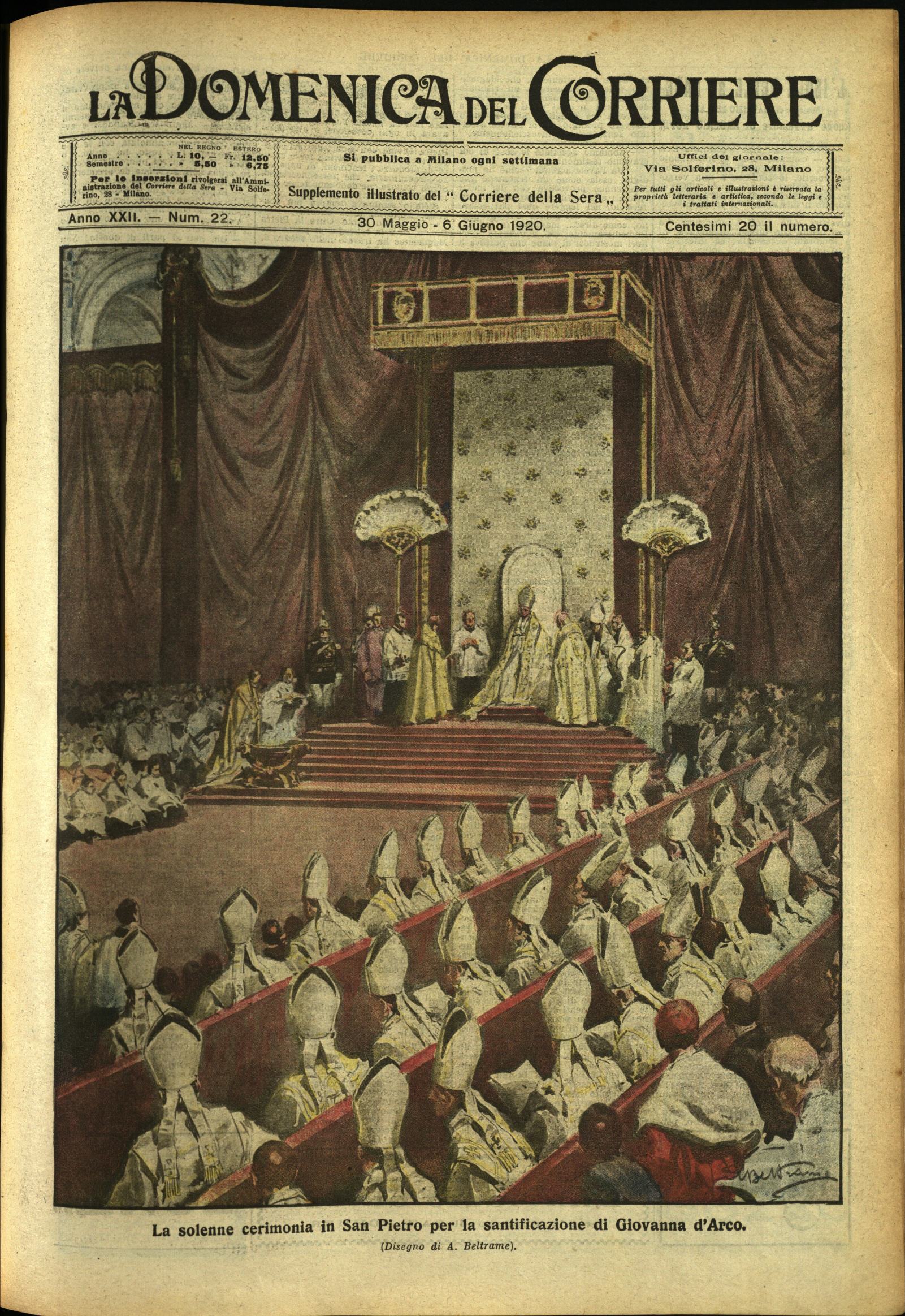 LA DOMENICA DEL CORRIERE. 30 maggio - 6 giugno 1920. …
