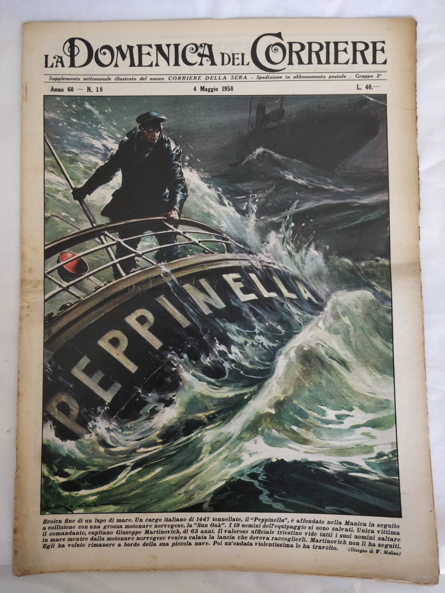 LA DOMENICA DEL CORRIERE. 4 Maggio 1958. Anno 60 - …