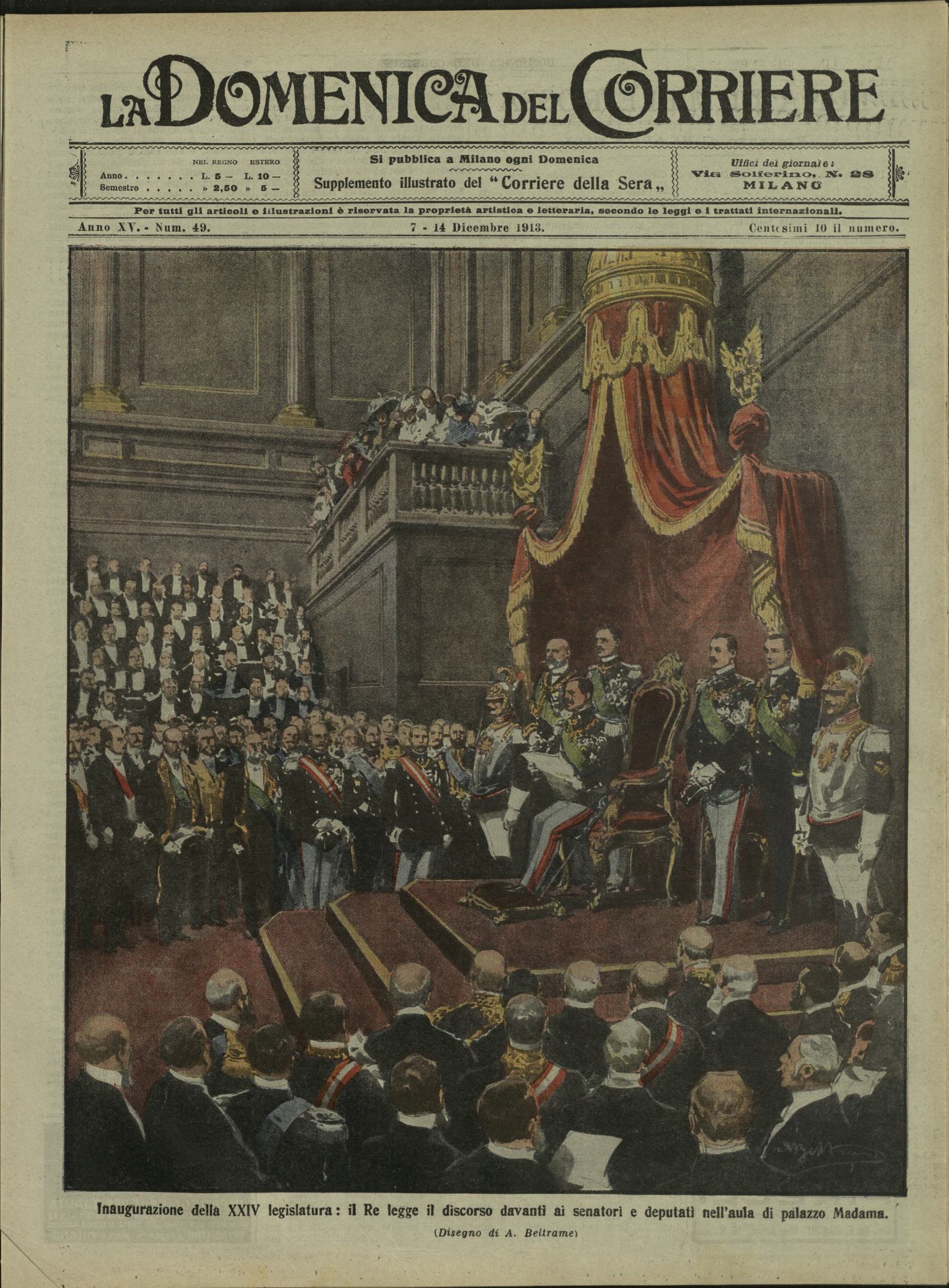 LA DOMENICA DEL CORRIERE. 7 - 14 Dicembre 1913. Anno …