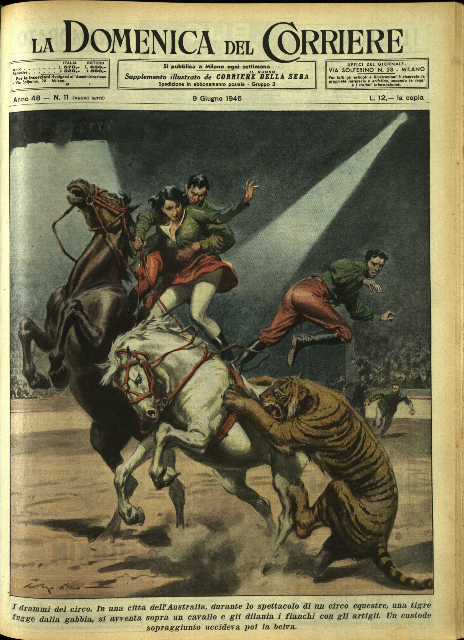 LA DOMENICA DEL CORRIERE. 9 Giugno 1946. Anno XLVIII - …