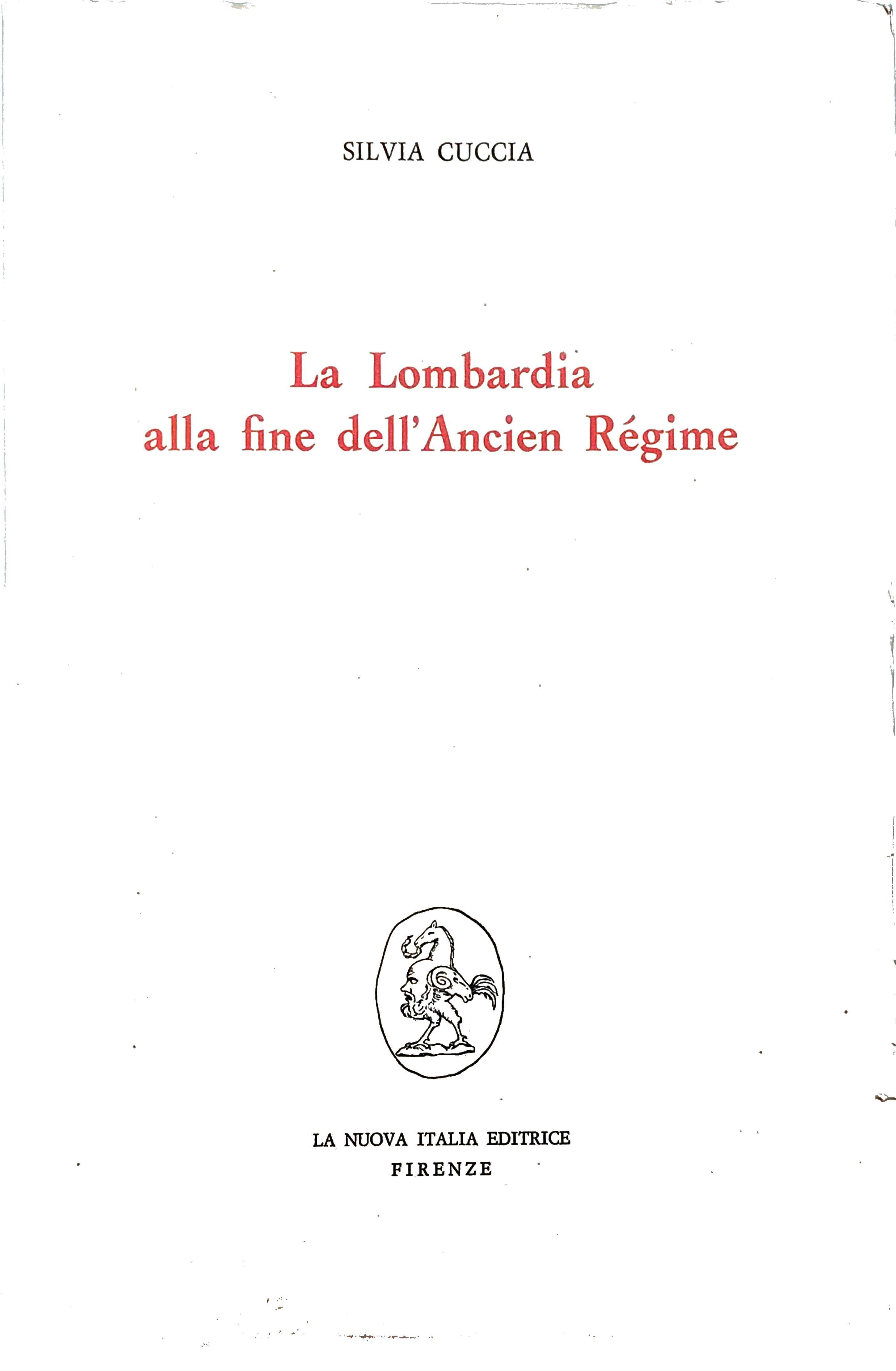 LA LOMBARDIA ALLA FINE DELL'ANCIEN REGIME : RICERCHE SULLA SITUAZIONE …