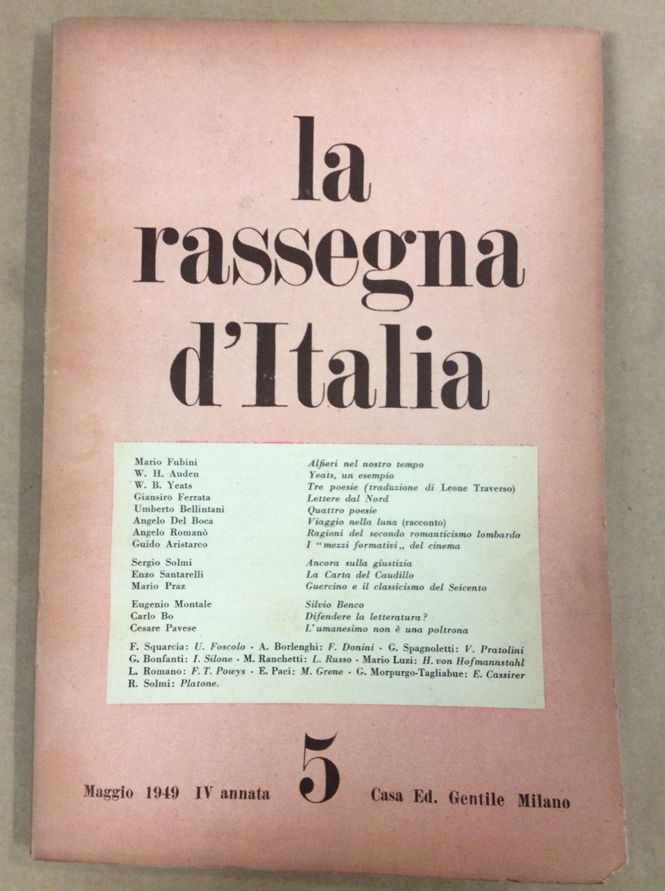 LA RASSEGNA D'ITALIA. NUMERO 5 MAGGIO 1949. - Diretta da …