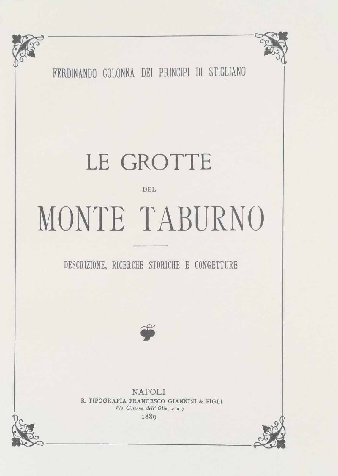 LE GROTTE DEL MONTE TABURNO. DESCRIZIONE, RICERCHE STORICHE E CONGETTURE.