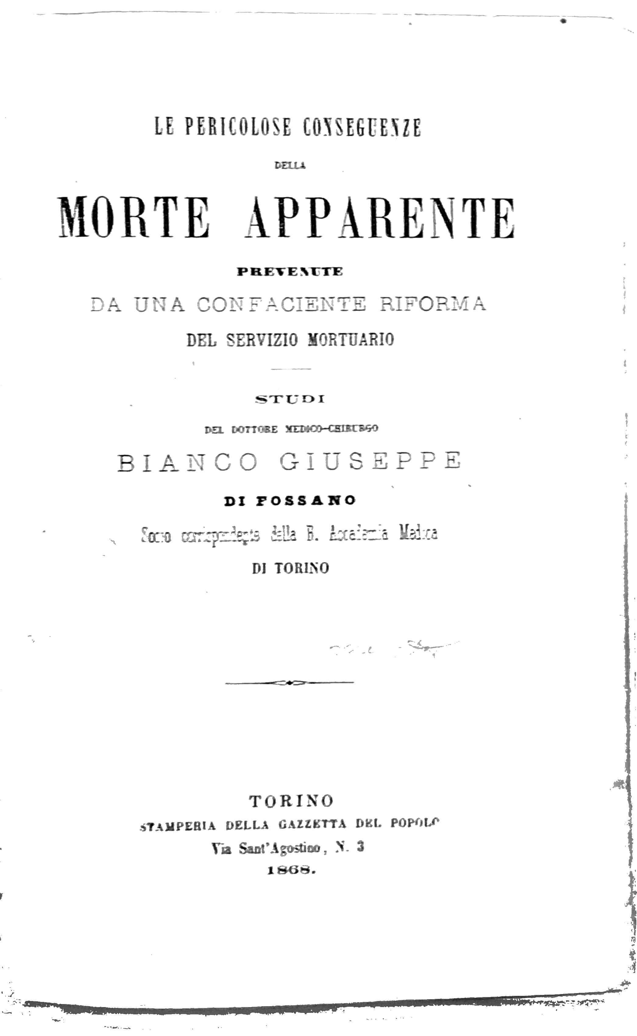 LE PERICOLOSE CONSEGUENZE DELLA MORTE APPARENTE PREVENUTE DA UNA CONFACIENTE …