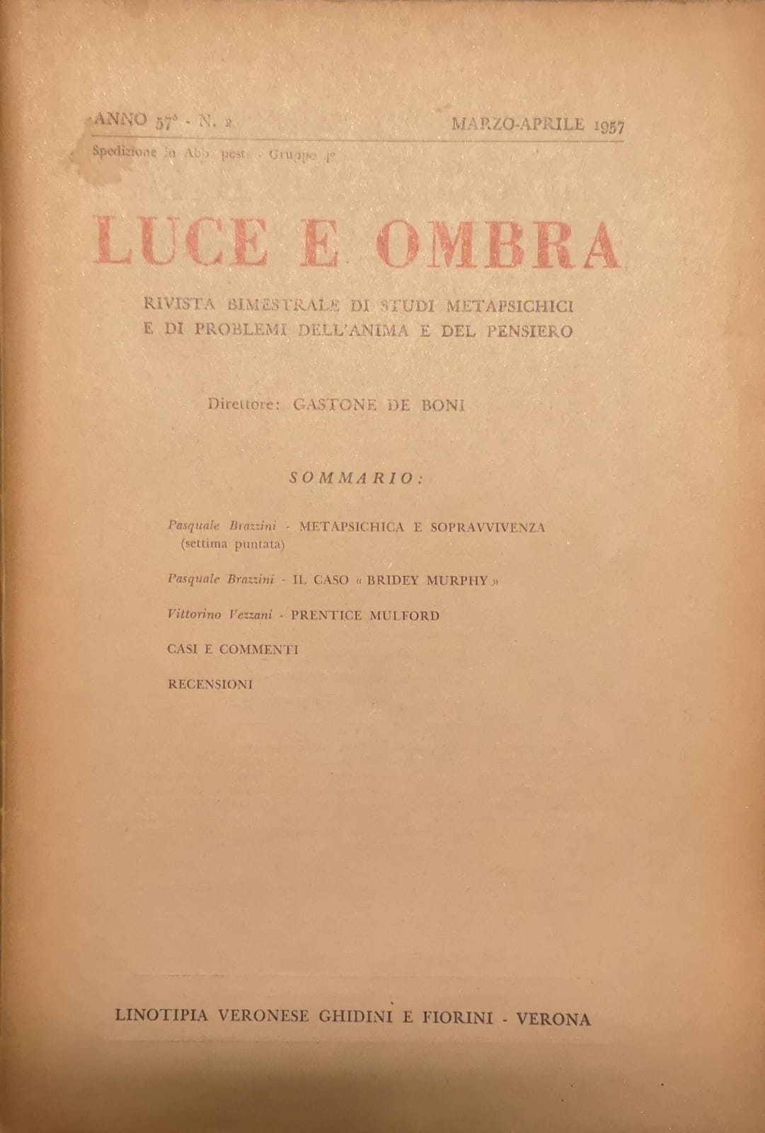 LUCE E OMBRA. - Rivista bimestrale di studi metapsichici e …