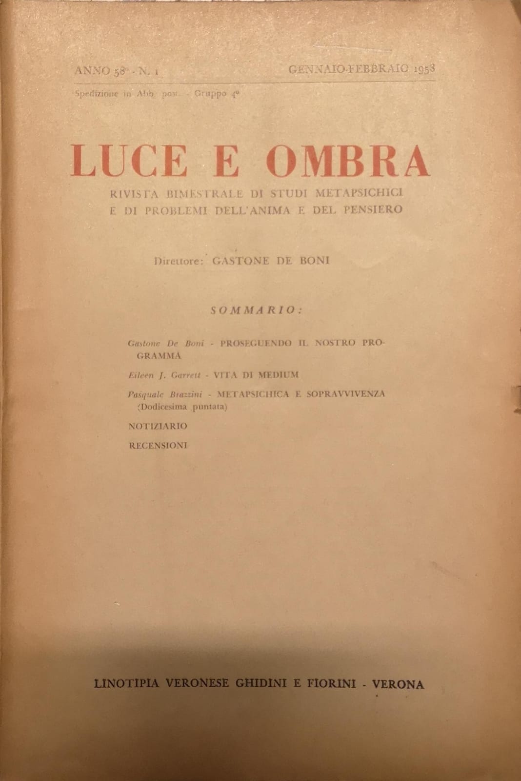 LUCE E OMBRA. - Rivista bimestrale di studi metapsichici e …