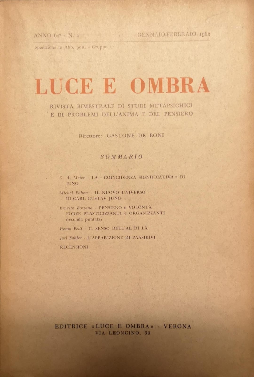 LUCE E OMBRA. - Rivista bimestrale di studi metapsichici e …