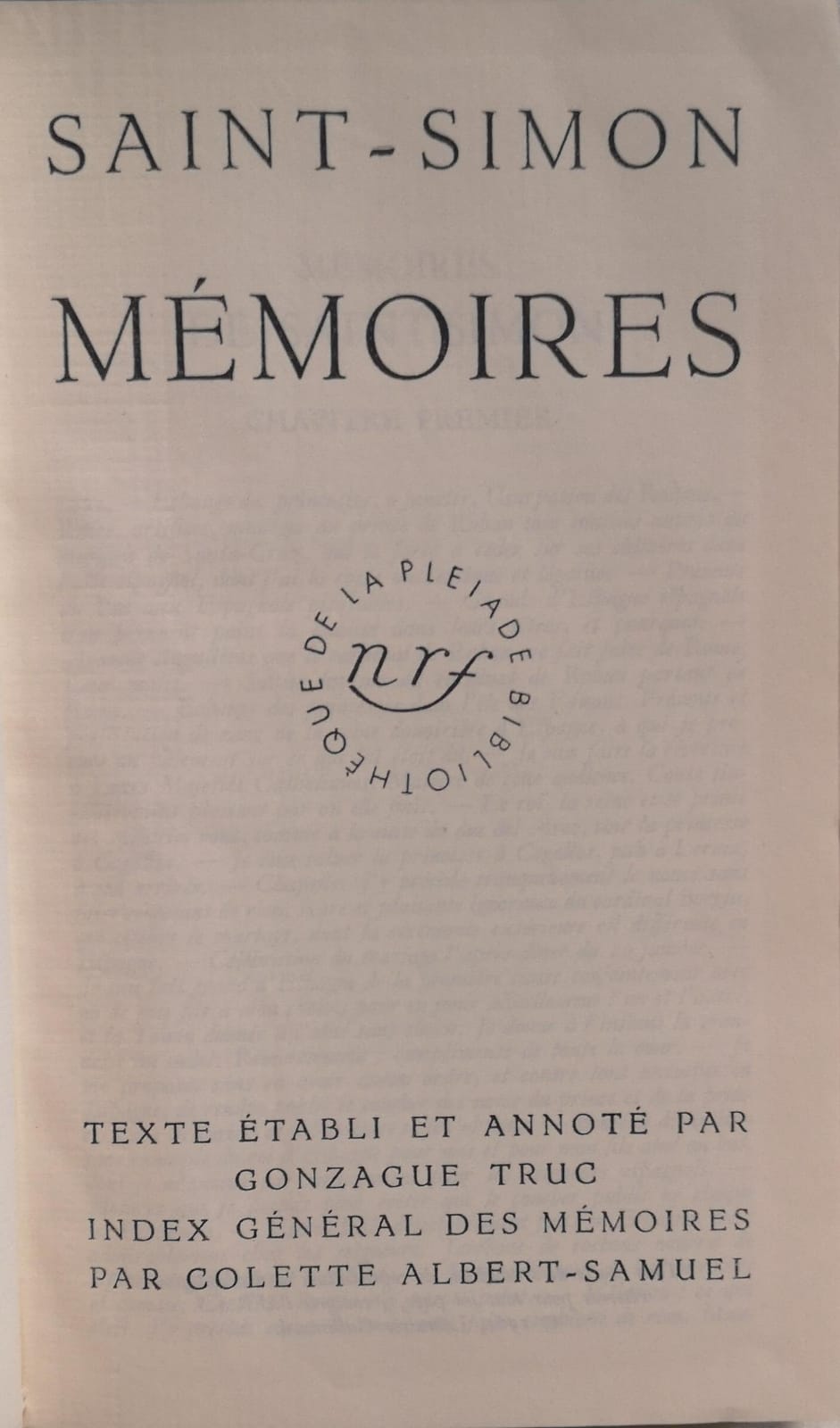 MÉMOIRES. Tome VII. 1722-1723. - (A cura di Gonzague Truc)