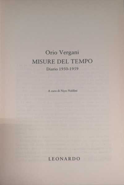 MISURE DEL TEMPO : DIARIO 1950-1959.