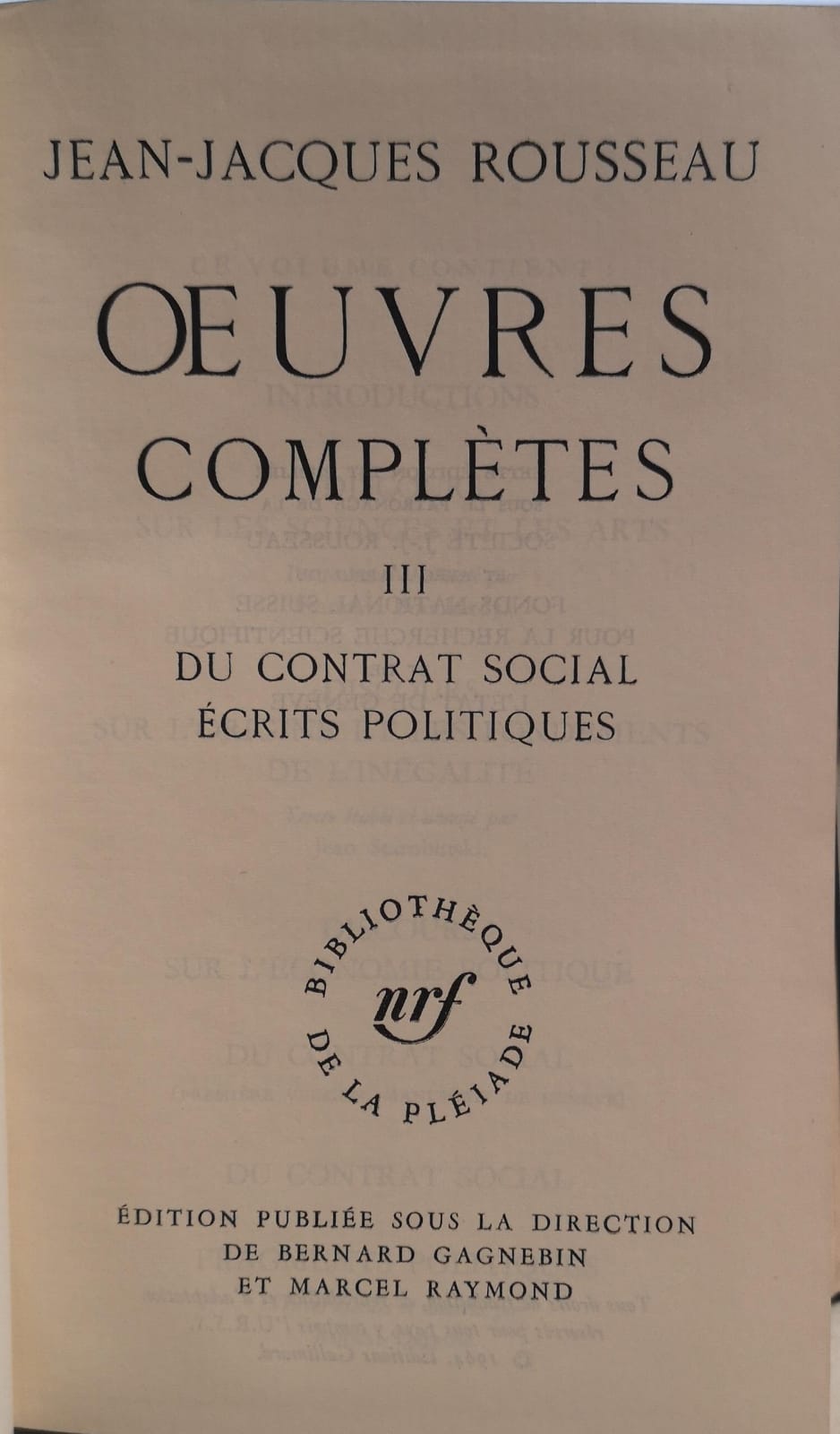 OEUVRES COMPLETES. Tome III.