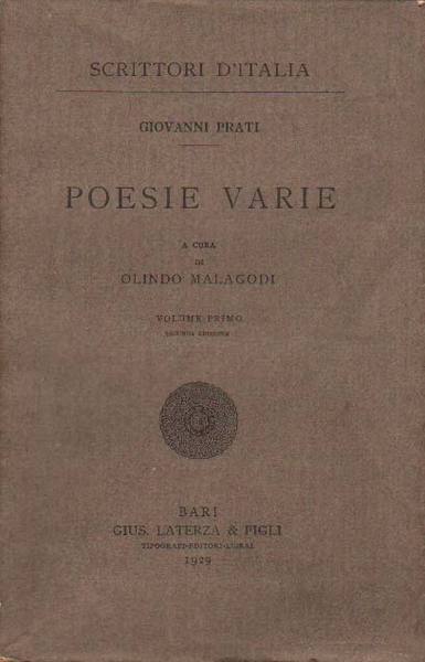 POESIE VARIE. 2 Volumi. - A cura di Olindo Malagodi.