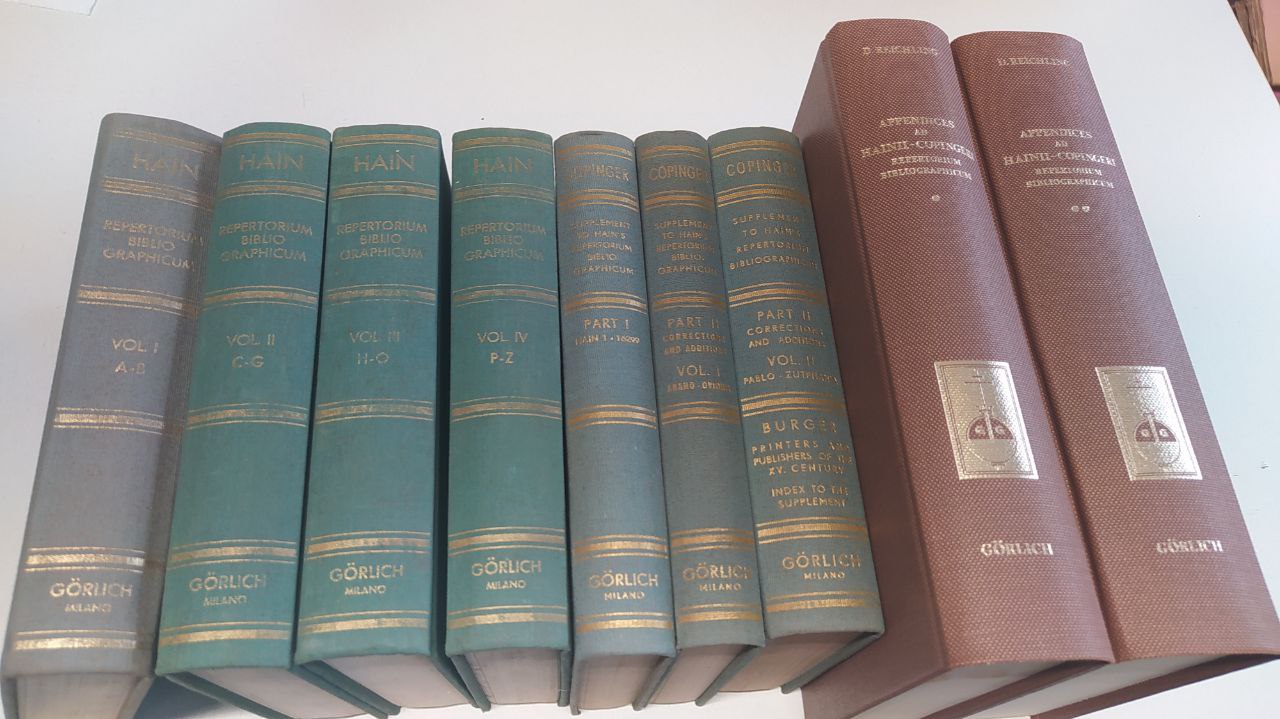 REPERTORIUM BIBLIOGRAPHICUM - SUPPLEMENT TO HAIN'S REPERTORIUM BIBLIOGRAPHICUM - APPENDICES …