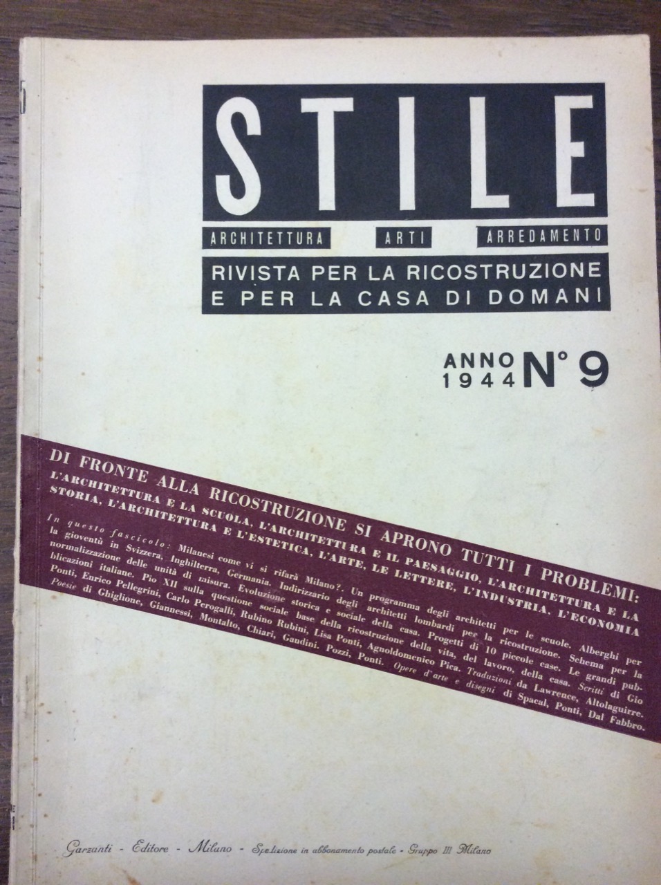 STILE. N. 45 (n. 9) - SETTEMBRE 1944. - Rivista …