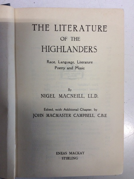 THE LITERATURE OF THE HIGHLANDERS. - Race, language, literature, poetry …