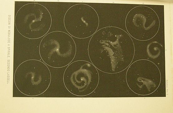 Disegni di nebulose a spirale, secondo Lassell. Tratto da "L'universo …