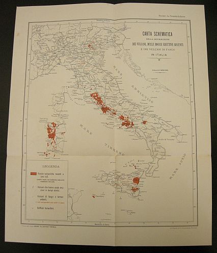 Carta schematica della distribuzione dei vulcani, delle rocce eruttive recenti …