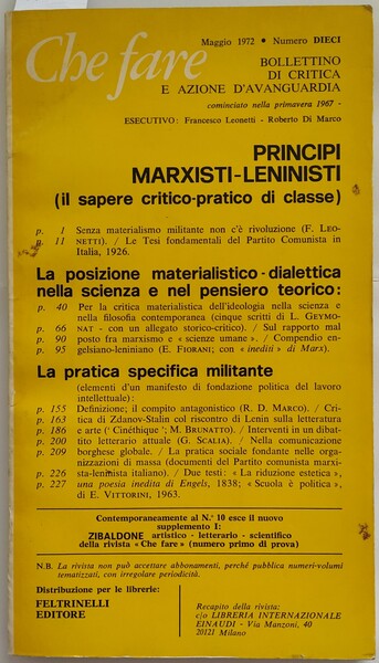 Che fare (Bollettino di critica e azione d'avanguardia) numero 10 …