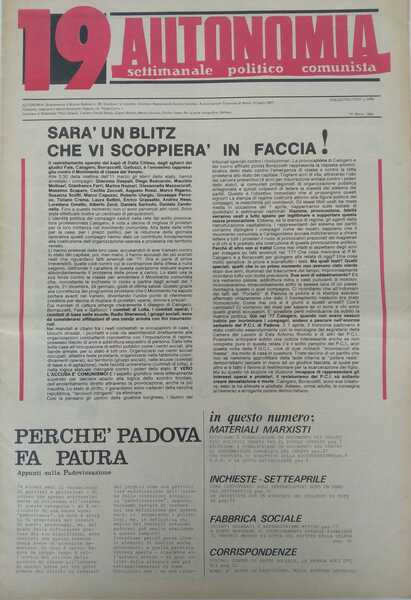 Autonomia. Settimanale politico comunista N° 19 - Marzo 1980