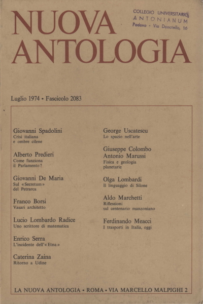 Nuova Antologia. Luglio 1974, Fascicolo 2083