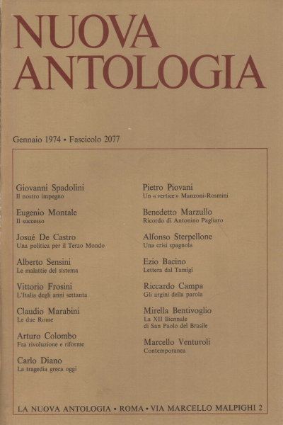 Nuova Antologia. Gennaio 1974, Fascicolo 2077
