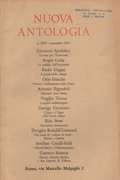 Nuova Antologia, Volume 519, Fascicolo 2075 (Novembre 1973)