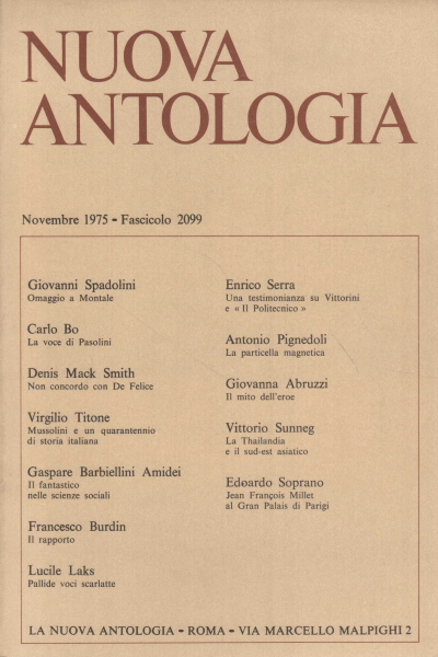 Nuova Antologia. Novembre 1975, Fascicolo 2099