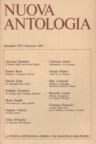 Nuova Antologia. Dicembre 1975, Fascicolo 2100
