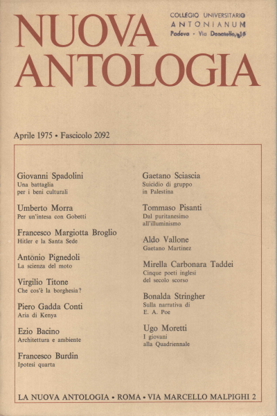 Nuova Antologia. Aprile 1975, Fascicolo 2092