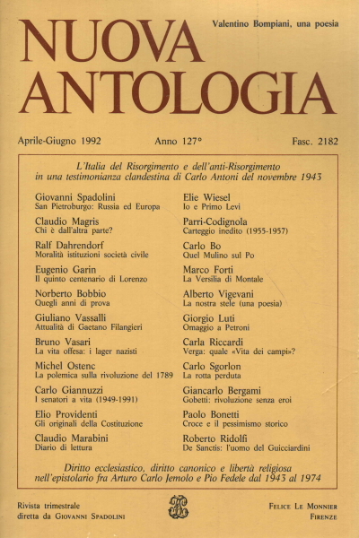 Nuova Antologia, Anno 127°, Aprile-Giugno 1992, Vol. 567° - Fasc. …