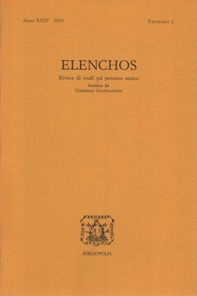 Elenchos, Anno XXIV - 2003, Fascicolo 2