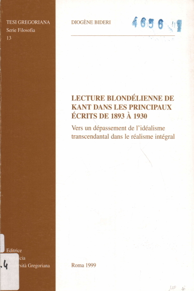 Lecture blondélienne de Kant dans les principaux écrits de 1893 …