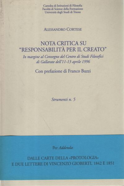 Nota critica su Responsabilità per il creato