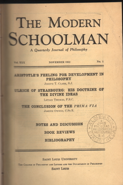 The Modern Schoolman volume XXX, 1952-1953