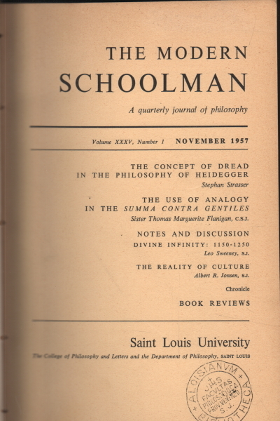 The Modern Schoolman volume XXXIV, 1956-1957