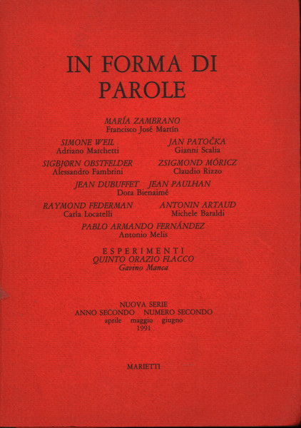 In forma di parole N.2 Anno II 1991