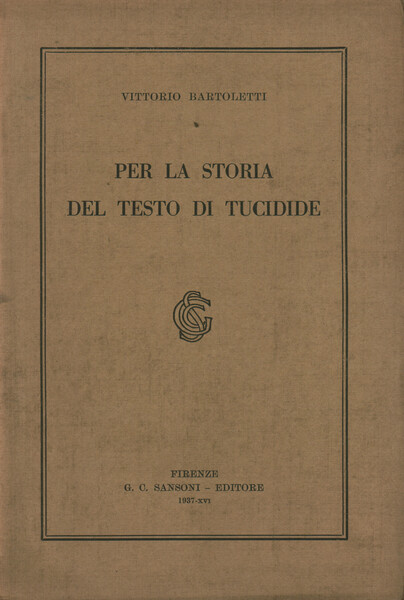 Per la storia del testo di Tucidide