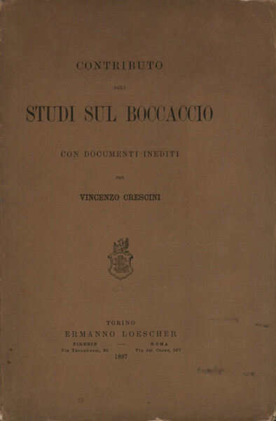 Contributi agli studi sul Boccaccio con documenti inediti