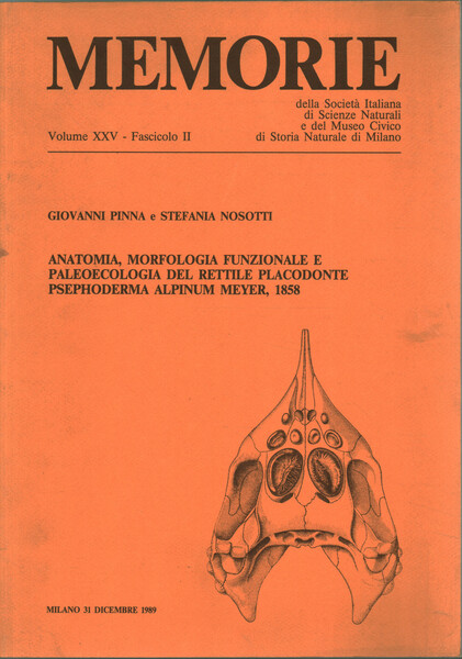 Memorie. Volume XXV, Fascicolo II. Anatomia, morfologia funzionale e paleoecologia …