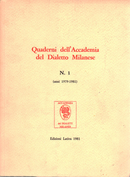 Quaderni dell'Accademia del Dialetto Milanese N.1