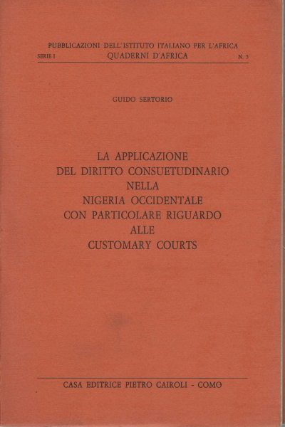 La applicazione del diritto consuetudinario nella Nigeria occidentale con particolare …