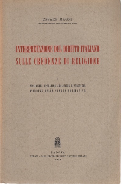 Interpretazione del diritto italiano sulle credenze di religione 1