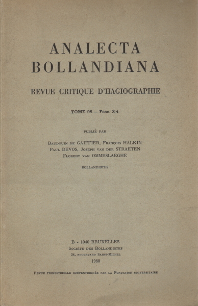 Analecta Bollandiana. Tome 98-Fasc. 3-4-