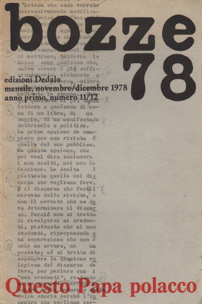 Bozze 78. Mensile novembre/dicembre 1978. Anno primo, numero 11/12