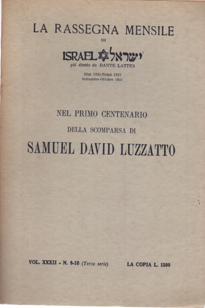 Nel primo centenario dalla scomparsa di Samuel David Luzzatto