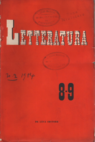 Letteratura, anno II - marzo/giugno 1954 - n.8/9